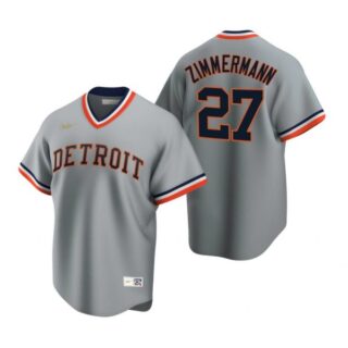 Men's Jordan Zimmermann Detroit Tigers Cool Base Jersey Gray Cooperstown