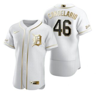 Men's Jeimer Candelario Detroit Tigers Flex Base Jersey White Golden