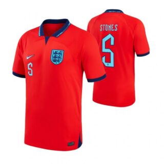 Men's John Stones England National Team Red Away Soccer Jersey 2022-23