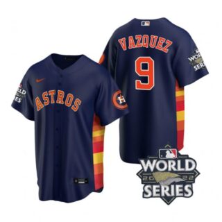 Men's Houston Astros Christian Vazquez 2022 World Series Navy Alternate Stitched Jersey