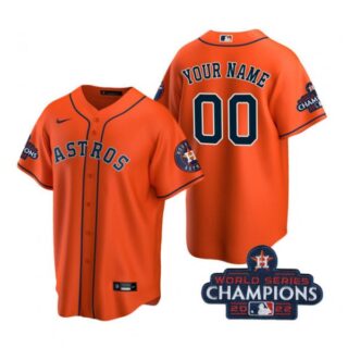 Youth Custom Houston Astros 2022 World Series Champions Orange Stitched Jersey