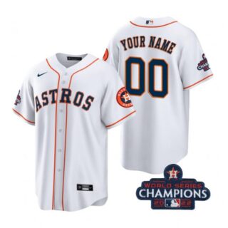 Youth Custom Houston Astros 2022 World Series Champions White Stitched Jersey