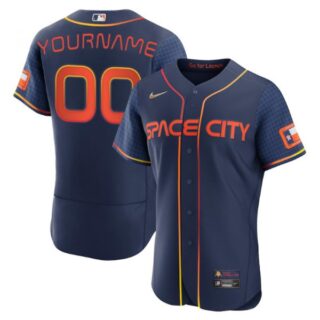 Men's Flex Base Custom Houston Astros 2022 Space City Connect Navy Stitched Jersey
