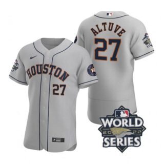 Men's Jose Altuve Houston Astros 2022 World Series Stitched Jersey Gray