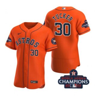 Men's Kyle Tucker Houston Astros 2022 World Series Champions Stitched Orange Jersey