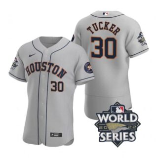 Men's Kyle Tucker Houston Astros 2022 World Series Stitched Jersey Gray