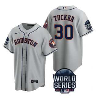 Youth Houston Astros Kyle Tucker 2021 World Series Stitched Jersey Cool Base Gray