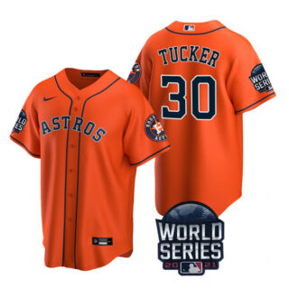 Youth Houston Astros Kyle Tucker 2021 World Series Stitched Jersey Cool Base Orange
