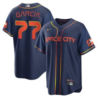 Youth Luis Garcia Houston Astros 2022 Space City Connect Navy Stitched Jersey