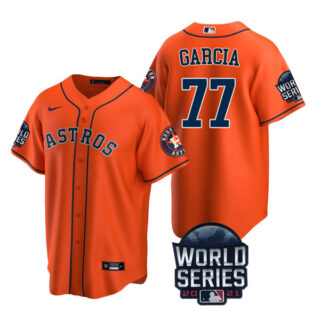 Youth Houston Astros Luis Garcia 2021 World Series Stitched Jersey Cool Base Orange