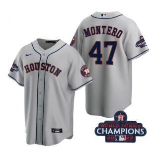 Men's Rafael Montero Houston Astros 2022 World Series Champions Gray Stitched Jersey
