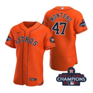 Men's Rafael Montero Houston Astros 2022 World Series Champions Stitched Orange Jersey