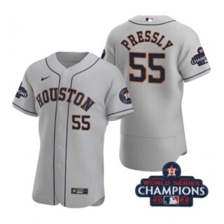 Men's Ryan Pressly Houston Astros 2022 World Series Champions Stitched Gray Jersey