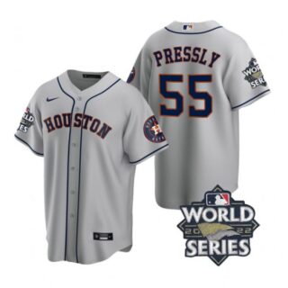Men's Houston Astros Ryan Pressly 2022 World Series Gray Road Stitched Jersey