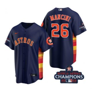 Men's Trey Mancini Houston Astros 2022 World Series Champions Navy Stitched Jersey