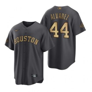 Men's Cool Base Yordan Alvarez Houston Astros 2022 MLB All-Star Game Charcoal Black Stitched Jersey