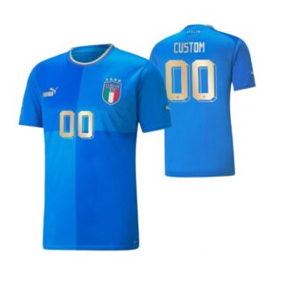Men's Custom Italy National Team Blue Home Soccer Jersey 2022-23