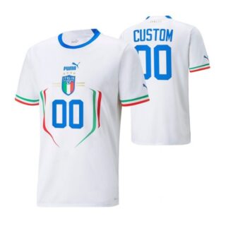 Men's Custom Italy National Team White Away Soccer Jersey 2022-23