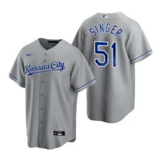 Men's Brady Singer Kansas City Royals Cool Base Jersey Gray