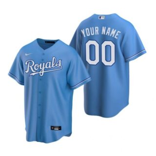 Men's Custom Kansas City Royals Cool Base Jersey Light Blue