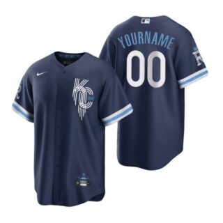 Youth Kansas City Royals Custom Navy 2022 City Connect Stitched Jersey