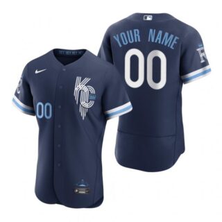 Men's - Flex Base Kansas City Royals Custom Navy 2022 City Connect Stitched Jersey