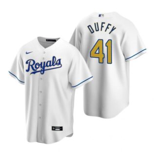 Men's Danny Duffy Kansas City Royals Cool Base Jersey White Golden