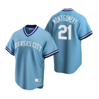 Men's Mike Montgomery Kansas City Royals Cool Base Jersey Light Blue Cooperstown