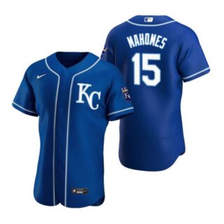 Men's Patrick Mahomes Kansas City Royals Flex Base Jersey Royal KC