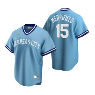 Men's Whit Merrifield Kansas City Royals Cool Base Jersey Light Blue Cooperstown