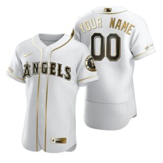 Men's Custom Los Angeles Angels Flex Base Jersey White Golden