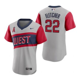 Men's #22 David Fletcher Los Angeles Angels Gray Road 2021 Little League Classic Jersey