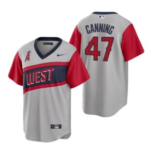 Men's #47 Griffin Canning Los Angeles Angels Gray Road 2021 Little League Classic Jersey
