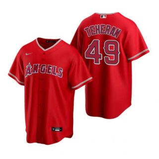 Men's Julio Teheran Los Angeles Angels Cool Base Jersey Red