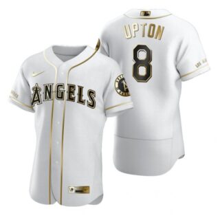 Men's Justin Upton Los Angeles Angels Flex Base Jersey White Golden