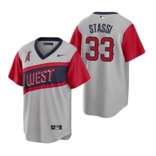 Men's #33 Max Stassi Los Angeles Angels Gray Road 2021 Little League Classic Jersey