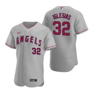 Men's Raisel Iglesias Los Angeles Angels Flex Base Jersey Gray
