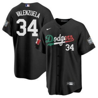 Youth Fernando Valenzuela Los Angeles Dodgers Black Mexico Flag Jersey Stitched