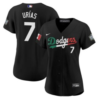 Women Julio Urias Los Angeles Dodgers Black Mexico Flag Jersey Stitched