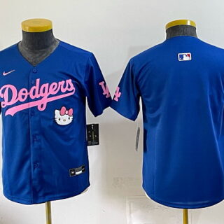Men's Los Angeles Dodgers Pink Script Baseball Jersey - Royal Blue