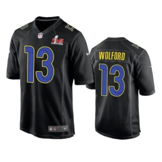 Men's John Wolford Los Angeles Rams 2022 Super Bowl LVI Black Bound Game Stitched Jersey