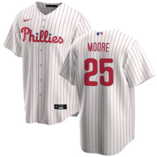 Men's Philadelphia Phillies #25 Dylan Moore White Home Jersey