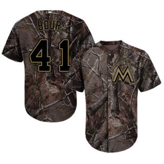 marlins #41 Justin Bour Camo Realtree Collection Cool Base Stitched Baseball Jersey