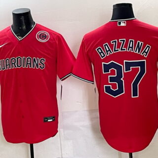 Men's Cleveland Guardians #37 Travis Bazzana Cleveland C Chest Patch Baseball Jersey - Red