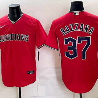 Men's Cleveland Guardians #37 Travis Bazzana Cleveland C Sleeve Patch Baseball Jersey - Red