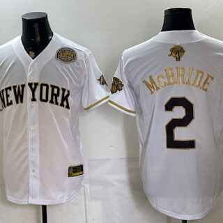 Men's New York Knicks #2 Miles McBride Conference Champions and Finals Patch Baseball Jersey - White Gold