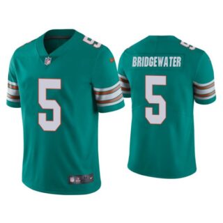 Men's Teddy Bridgewater Miami Dolphins Throwback Limited Stitched Jersey Aqua
