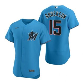 Men's Brian Anderson Miami Marlins Flex Base Jersey Blue