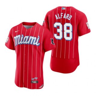 Men's Jorge Alfaro Miami Marlins Flex Base Jersey Red City Connect