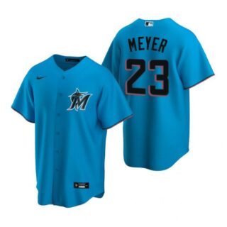 Men's Max Meyer Miami Marlins Cool Base Jersey Black,Blue